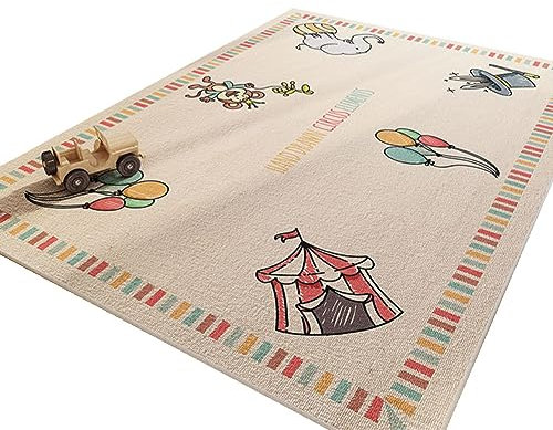 Teppiche für Wohnzimmer Schlafzimmer Esszimmer Kinderzimmer Kurzflor Spielteppich Kinderteppich Teppich Spielmatte Weicher Teppiche für Mädchen Zimmer Dinosaurier Löwe Tier (Beige 2, 120x160cm)