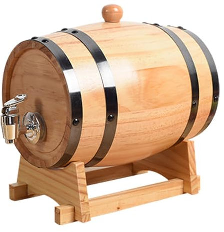 RVUEM Mini Barrica De Roble, Barril De Vino, Barril De Madera Roble, Dispensador Whisky, Barril Madera Horizontal De Vino Tinto, Barril De Whisky En Miniatura Madera úNico,Wood,3L