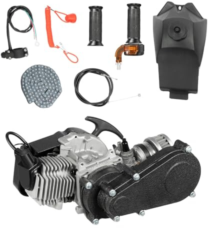49CC Mini Motor, 2 Takt Motor Komplettmotoren Motor, Mini Getriebe Vergaser Pocket Bike Motor, Einzylinder Complete Engine Motor, für Mini Pocket Dirt Bike ATV