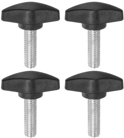 sourcing map 4pcs Tee Wing Knobs Thumb Screws M8 x 25mm Standard Male Thread Plastic T Knobs Handles Hand Clamping Thumbscrew, Black