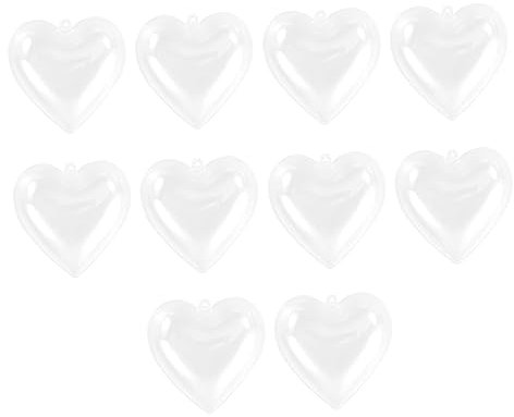 DOITOOL 10stücke Plastikkugeln Transparent in Herzform Hohlkugel Aus Kunststoff Für Aufbewahrung Und Dekoration Durchsichtige Kugeln Zum Befüllen Und Aufhängen