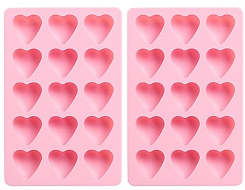 2pcs Heart Ice Cube Tray,Silicone Ice Cube Tray Simple Silicone Ice Cube Mold with Lid for Household Ice Making DIY Food Box Ice Cube Tray with Lid for Kitchen Whiskey Beverages and Cocktails.