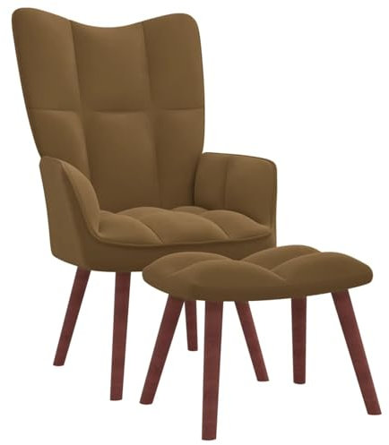 ShGaxin Avslappningsstol med fotstöd, relaxfåtölj, fåtölj för vardagsrum och sovrum, moderna loungestolar, pedikyrstol, brun sammet