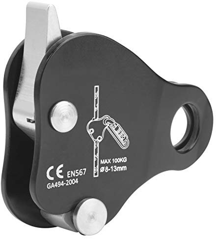 SPYMINNPOO Kletterseilgreifer, Luftfahrt-Aluminium-Kletterseilgreifstopp-Abseilgerät, Selbstbremsende Klemmvorrichtung für das Klettern Im Freien