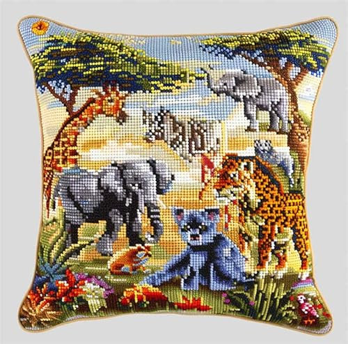 kitphoenix Knüpfkissen Zum Selber Knüpfen Knüpfen Set Knüpfteppiche Settier Elefant Tiger Löwe3D Handgemachte Geschenke Knüpfteppich Für Kinder Und Erwachsene Knüpfset 43Cm X 43Cm