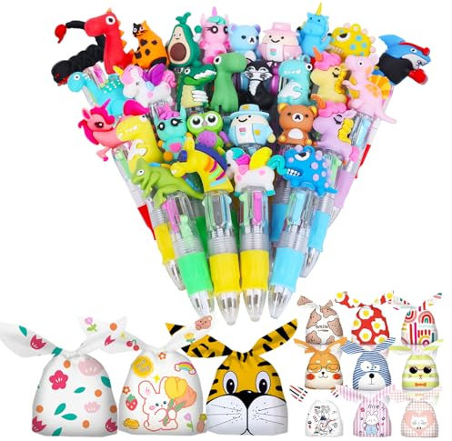 Gudotra KIT 60 Sacchetti Compleanno Bambini con 30 Penne Regalini Fine Festa Compleanno Multicolore Gadget Compleanno Bambini (90)