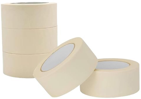 EVOKK Pack of 6 Masking Tape Rolls (48mm x 50m) – Premium Quality Masking Tape for Painting, Decorating & Crafts, Low Tack, Residue-Free, Strong Adhesion, Ideal Paper Tape, Artist & Paint Use