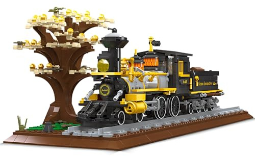 Technik City Zug Bausteine Bausatz, 950 PCS Retro Genua Dampf Lokomotive Klemmbausteine, Dampf Güterzug Spielzeug, Stadt Güterzug Modell mit Gleis Set für Erwachsene