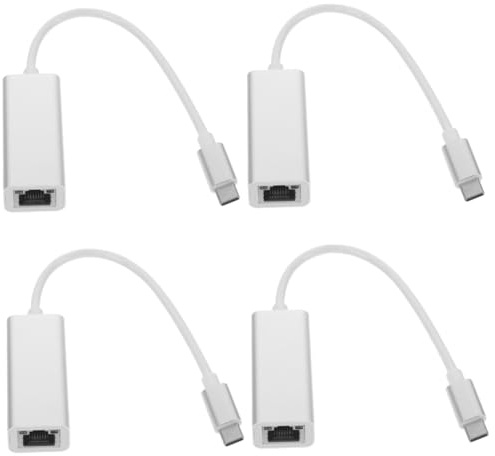 jojofuny 4pcs Ethernet Network Adapter Usb-c to Ethernet Adapter for Laptop and Desktop USB to Ethernet Converter for USB C