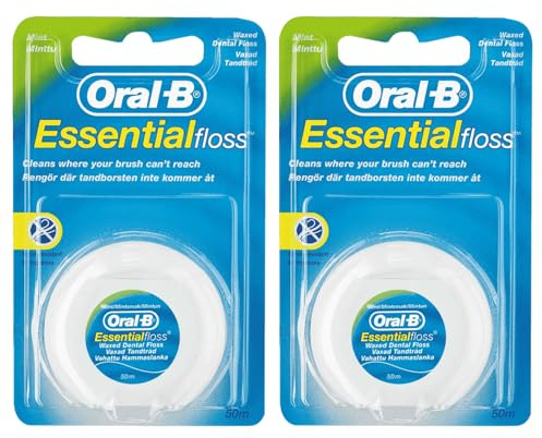 High Vibrant | Oral Essential Floss, Waxed Mint Flavor, 50m, Pack of 2