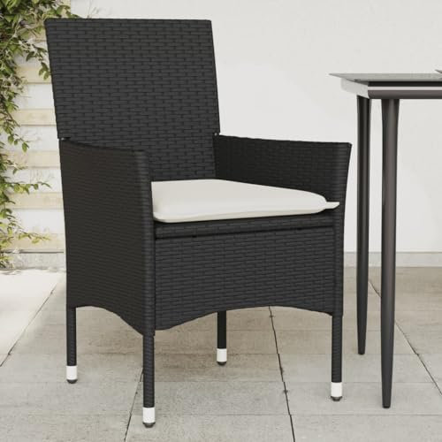 Sufrk Gartenstühle mit Kissen GartenstüHle Gartensessel Outdoor Garten StüHle Terassenstuhl 2 STK. Schwarz Poly Rattan - 368108