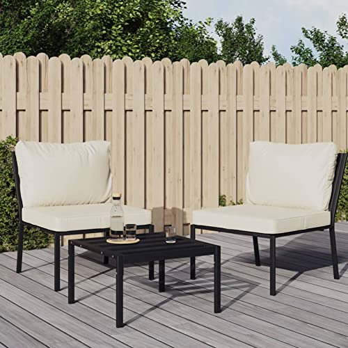 Xichuzi Gartenstühle mit Sandfarbigen Kissen 2 STK Balkonstuhl, Möbelsets, Gartensessel, Garten Stühle, Gartenmöbel, Balkon Stühle, Terrassenstühle, Sessel Outdoor, Hochlehner, 60x74x79 cm Stahl