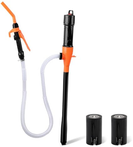 WODHMIEY Electric Oil Extractor Pump, Portable 9L/Min with Adjustable Nozzle Control, Ideal for Non-Corrosive Fluids, Automotive Oil Changes, Fuel Extraction, Compatible with D cell/AA cell Batteries