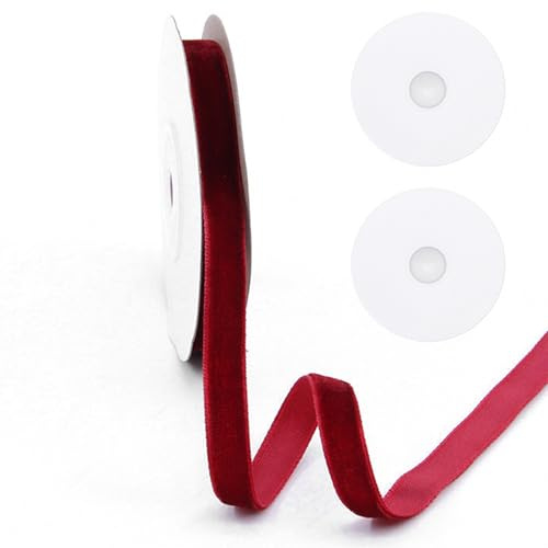 18m Samtband 10mm, Weiches Luxuriöses Samtband Geschenkband Fein Schleifenband, Velvet Ribbon Samtbänder Geschenkband für Geschenkverpackung Einladungen, Basteln, Blumensträuße, Party-Dekoration (Rot)