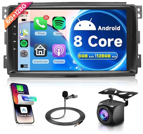 6G+128G 8 Core Wireless Carplay Android 13 Autoradio 2 Din per Mercedes Benz Smart Fortwo 451 2005-2010 9 Pollici Autoradio con Android Auto Navi GPS WiFi Bluetooth FM/RDS/DSP EQ Telecamera Posteriore