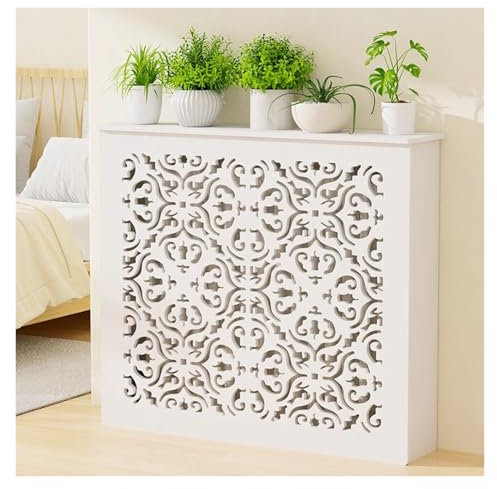 Qulamrdk Radiator Cover Modern MDF Wood Slats Grill Wood Top Shelf Easy To Assemble Suitable for Bedroom, Living Room and Kitchen, Sturdy and Durable(100x100x20cm)