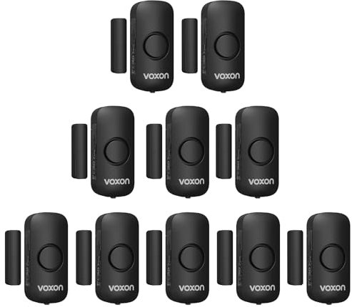 VOXON Alarma Para Puertas y Ventanas, Fácil de Instalar, Alarma Antirrobo Magnética para Puertas y Ventanas con 100 dB de Volumen para la Seguridad de los Niños en Casa y Tiendas (10 unidades)