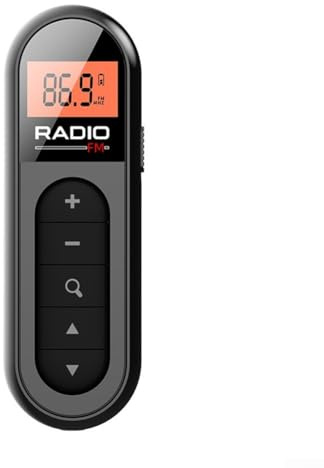 Radio FM, radio digital portátil, pantalla LCD con retroiluminación, conector de auriculares de 3,5 mm para correr o acampar (negro)
