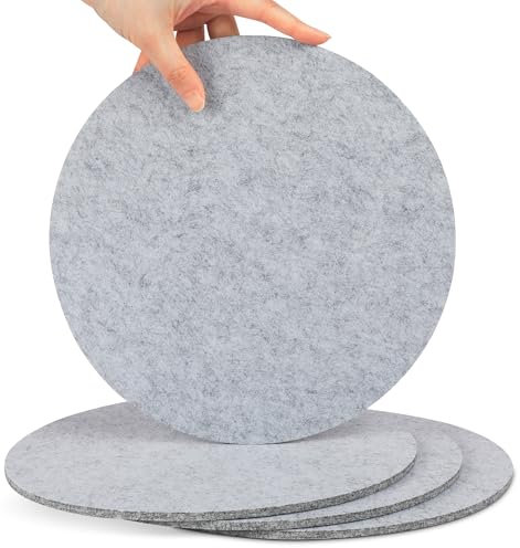 SOSMAR 4 Stück Groß Filzuntersetzer Filzunterlage für Töpfe, Gläser, Teller und Pfannen- Rund Ø 25cm x 5mm Untersetzer Filz Tischschoner Tischuntersetzer Platzset (Hellgrau)
