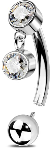 OUFER 16 G rook piercing titan G23 böjd barbell bar inre gänga klar CZ brosk öronpiercing ögonbrun ring helix örhänge för kvinnor vertikal etikett 6/8 mm, 16G8mm, Titan, Kubisk zirkon