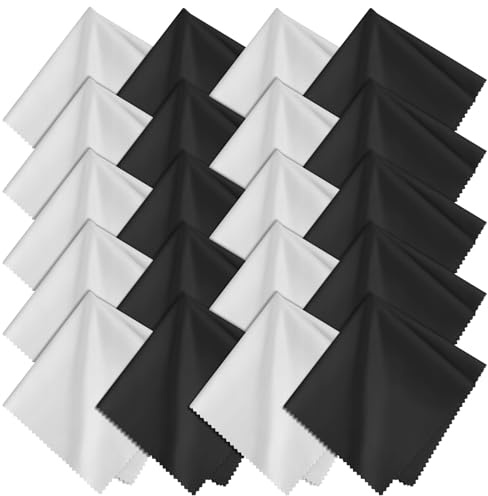 AiQInu Paño de Microfibra Ultra Suave para Gafas 20x20 cm, Limpia Gafas Sin Rayar, Gamuza Atrapapolvo para Pantallas y Lentes, Reutilizable 20PCS