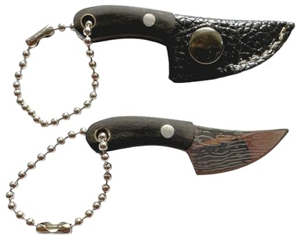Couteau de poche pour porte-clés avec manche en bois et capuchon de protection, petit en acier inoxydable, mini cutter, ouvre-colis, sac à main, ouvre-lettres, couteau de loisirs créatifs (noir 20-42