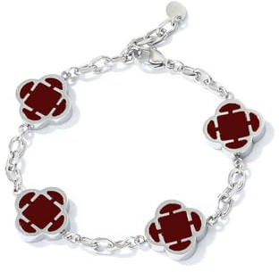 AOWVUTS Kleeblatt Armband Silber Vierblättrige Kleeblatt Armband Verstellbare Blume Stapelbare Armbander Modische Exquisite Edelstahl Freundschaft Armband Glücksarmband Schmuck Geschenk für Damen (B)