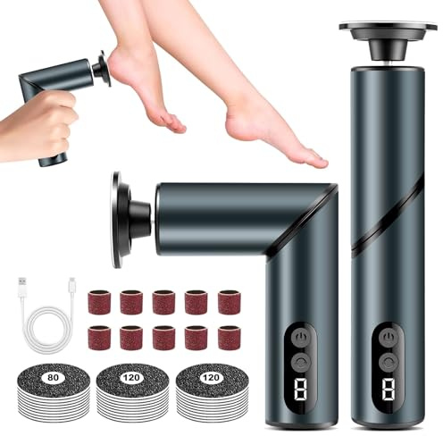 Faltbare Hornhautentferner Elektrisch, 2 in 1 Elektrischer Hornhautentferner für Füße & Nagelpflege mit LCD Display und 9 Stufen, Foot Glow Hornhaut Entferner für rissige Fersen,Hornha