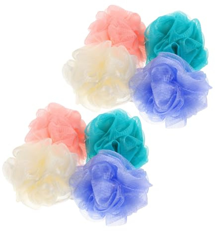 Anneome 8 Piezas Esponja de Baño y Duradera de Espuma para Ducha Exfoliante Corporal Resistente Colores Surtidos Verde Rosa Azul Malla Espumosa para Lavado Diario