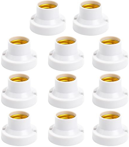JcvPot 10 Stück Lampenfassung E27, E27 Fassung Zum Anschrauben, Universal Baufassung, Weiße Glühbirnen Fassung Für LED-Lampen, Ideal Für Wohnzimmer, Bar Und Studio