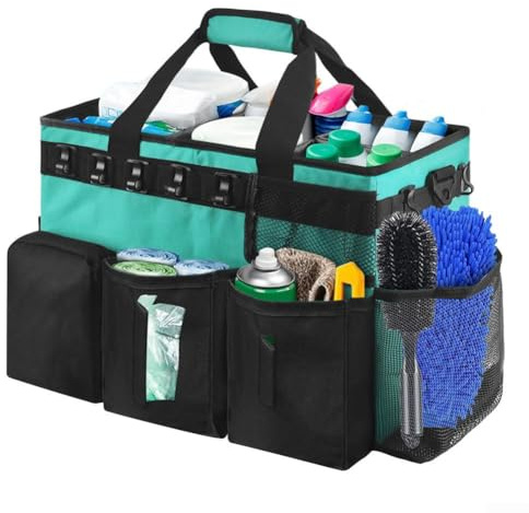 Niceminiwall Wearable Cleaning Caddy Bag Featuring Multiple Compartments, Mesh Side Pocket, Safety Zipper Pocket, Handle And Shoulder Straps