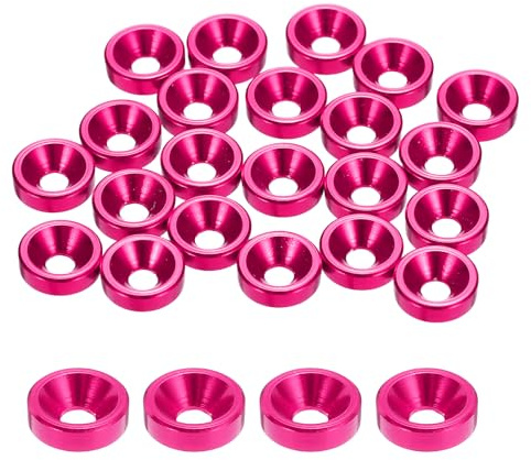 sourcing map Lot de 20 rondelles à tête fraisée M2 en aluminium anodisé pour vis RC/FPV/PC/drone/accessoires mécaniques (rose vif)