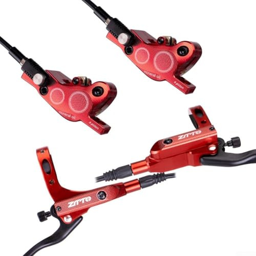Yuanpgky Ensemble de freins à disque hydrauliques à quatre pistons pour VTT, freins en alliage d'aluminium avec tuyaux d'huile de 800 mm et 1450 mm, compatible avec l'avant gauche et l'arrière droit