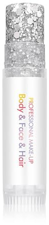 Bestauty Glitzer Silber, Makeup Gesicht Glitzer Stick 15g Sparkling Glitter Stick Long-Lasting für Festival Party Make-up Face, Haare, Lippen Gesichtsglitzer(Silber-15g)