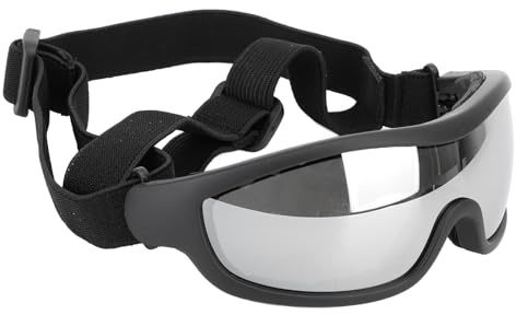 HUSHUI Hundsolglasögon, UV-skydd Splittringssäkra Husdjursglasögon med Justerbar Rem för Hundar, Katter, Vindtät och Sandtät (Silver)