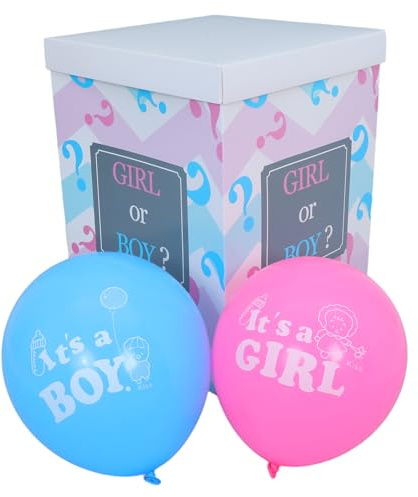 Abaodam Scatola Gender Reveal per Festa con Palloncini Blu e Rosa, Accessori Shower per Decorazioni Compleanno Bambina e Boy, Kit Completo per Decorazioni Gender Reveal