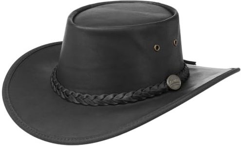 Barmah Squashy Outback Leder Westernhut Herren - Made in Australia Lederhut Stockman mit Lederband, Einfass Frühling-Sommer Herbst-Winter Frühjahr Sommer Herbst Winter