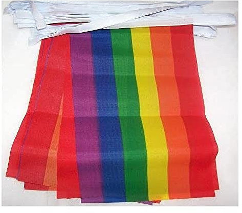 AZ FLAG Wimpelkette Regenbogen 3 m 10 Flaggen Leichtes Polyester 21x15 cm | Für innen und außen Schwul Flaggenkette Flaggen auf verstärktem Band vernäht
