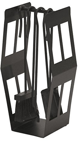 Kaminbesteck schwarz beschichtet B/H/T = 20/42/15,5 cm