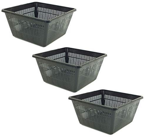 Pisces Pond Square Plant Basket 23 x 23 x 13cm - 3 Pack of Pond Planting Pot