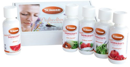 Saunaduft SET Duftkonzentrat Saison-Duft 5x100 ml | sehr ergiebig | 5 verschiedene Düfte für Saunaaufguss