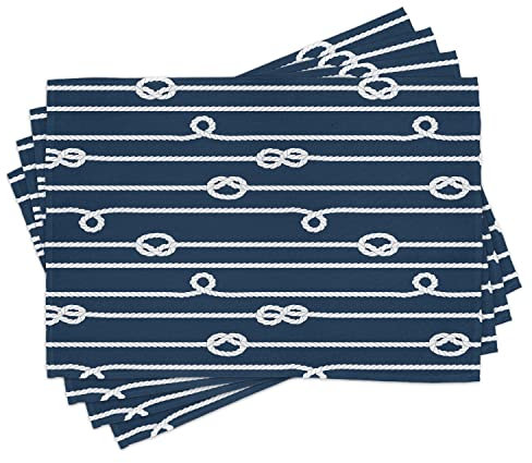 ABAKUHAUS Navy blau Platzmatten, Seemannsknoten Meer, Waschbare Stoff Esszimmer Küche Tischdekorations Digitaldruck, Marineblau