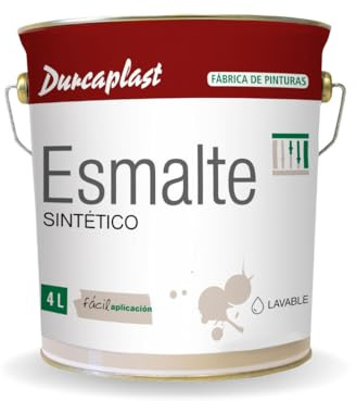 DURCAPLAST Pintura esmalte sintético, ideal para la protección, decoración y mantenimiento de superficies de hierro y madera. Uso Interior/Exterior (4L, BLANCO MATE)