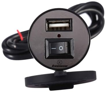 Keenso Universal 12V bis 5V 1.5A Motorrad Elektrofahrzeug Ladegerät mit Wasserdicht Schalter für Motorrad Smartphone GPS USB Ladegerät Netzteil Sockel Autoschalter