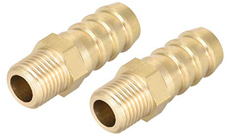 sourcing map Verbindungsstück aus Messing metrischer Stecker an Schlauch mit Widerhaken 10 mm x M10 x 1 (2 Stück)
