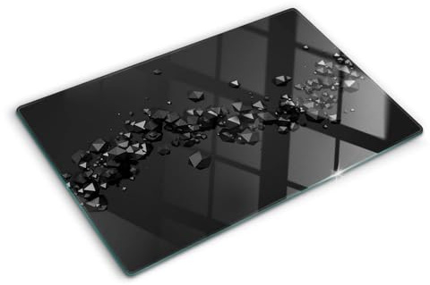 Tulup Planche À Découper - 80x52cm - Protection Plaque Induction Cuisson Tapis de Découpe Verre Trempé - Abstraction 3d
