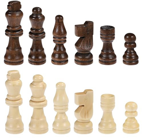 NUOBESTY 32pcs Wooden Chess Pieces Staunton Chessmen Pieces No Board 2.5 Inch