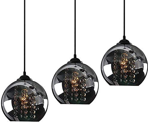 Esszimmer Kristall Kronleuchter Pendelleuchte Büro Lampe Rechteckig Design Schirm aus Glas Moderne Deckenlampe Wohnzimmer Hängeleuchte Esstisch Schlafzimmer Küche Beleuchtung Höhenverstellbar D50cm