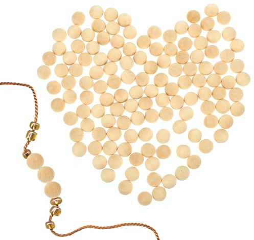 Healifty Holzperlen Rund Holzkugeln DIY Basteln Bemalen 10MM Lotusholz Lose Spacer Perlen OHNE Loch Solide Kugeln Natur Holzfarbe 300 Stück Schmuckherstellung Handwerk Zubehör Schulprojekte…