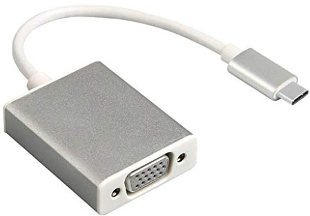 shortix Adaptador USB tipo C a VGA hembra, color blanco, 10 cm.